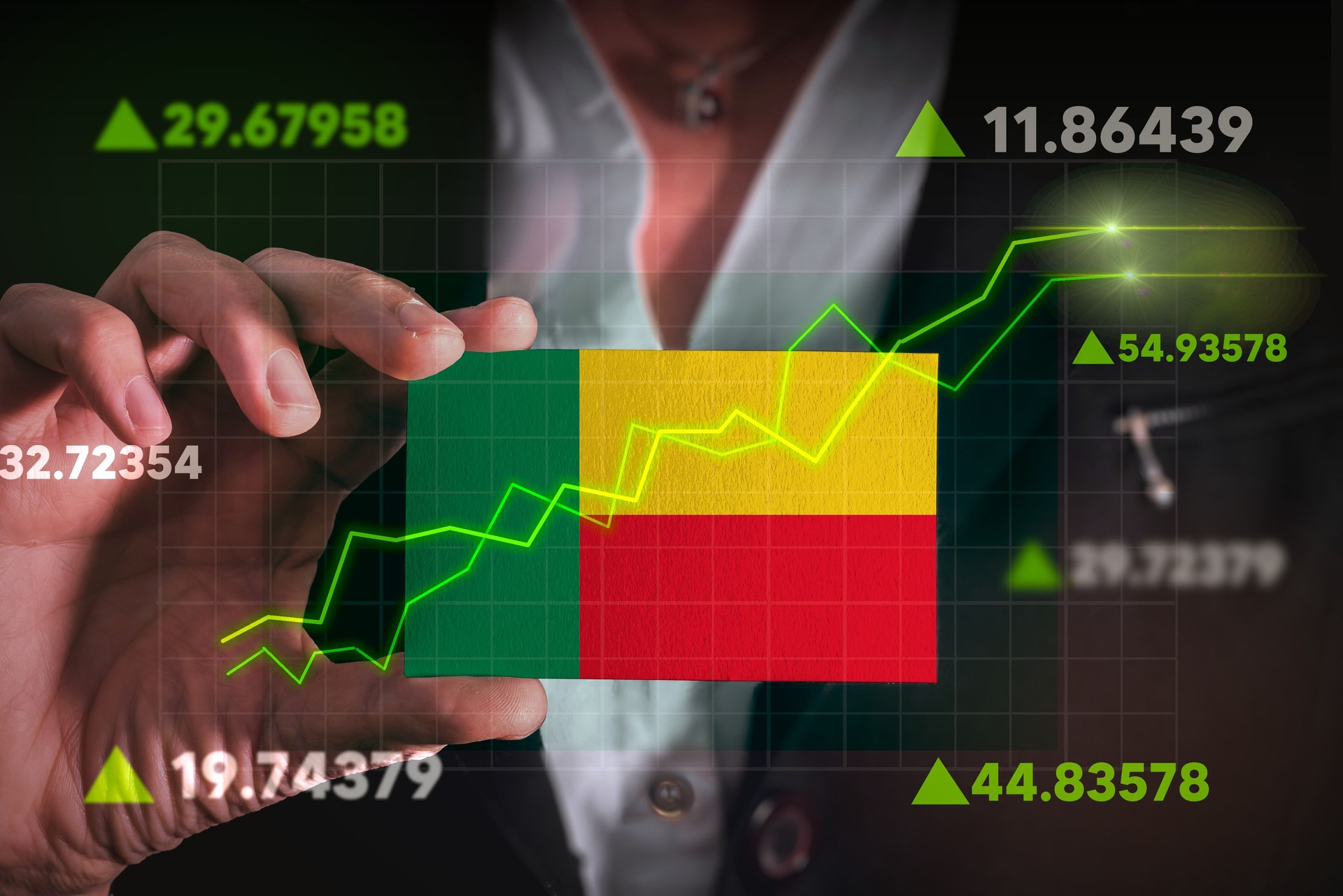 Graph growing up in Front Of Benin Flag.